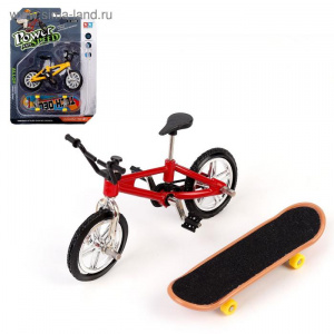 Набор пальчиковый BMX (металл) и скейтборд (пластик)