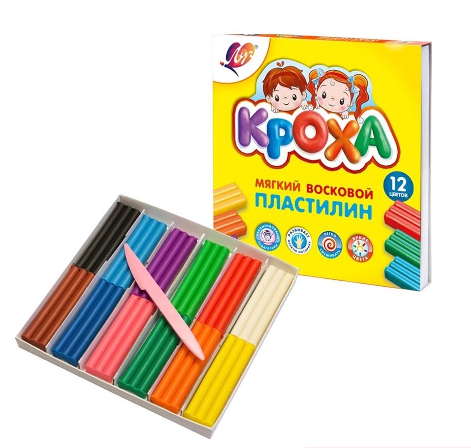 Пластилин 12 цв. Кроха мягкий. арт. 23С 1484-08 Луч