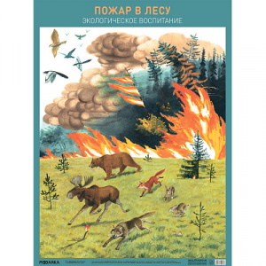 Пожар в лесу. Плакат. Мозаика
