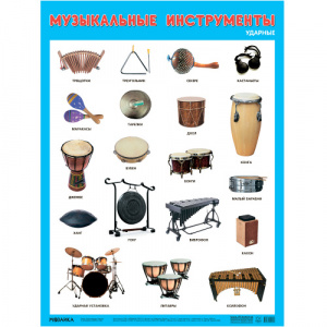 Музыкальные инструменты. Ударные. Плакат.Мозаика